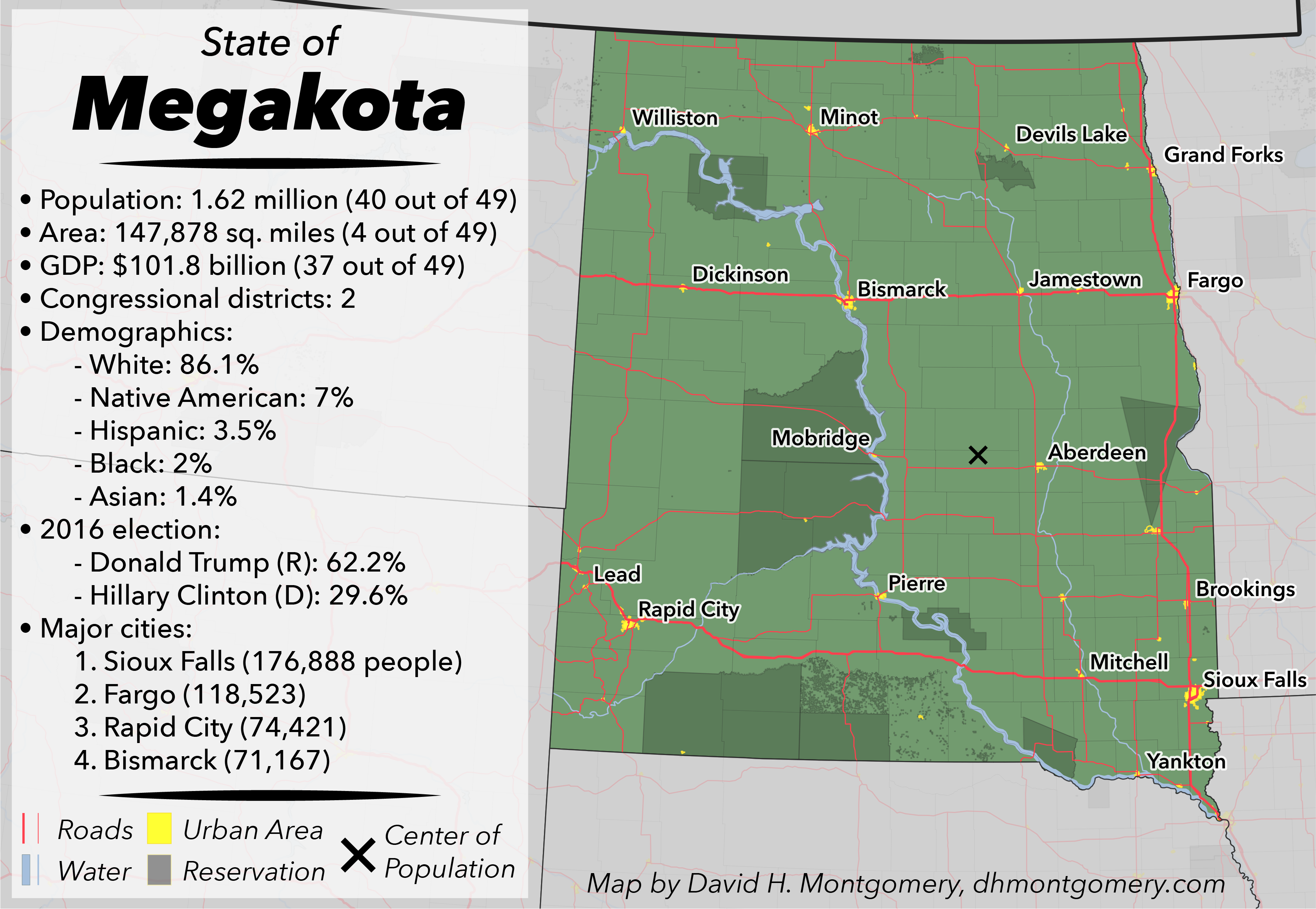 megakota south dakota north dakota map