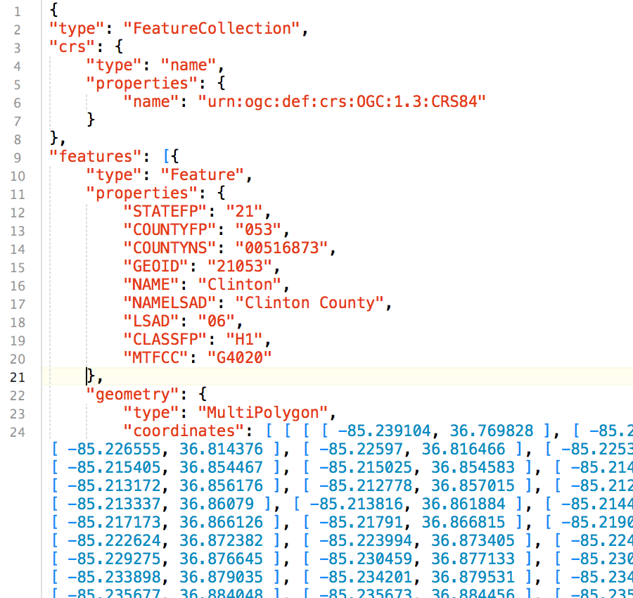 structure for a geojson file